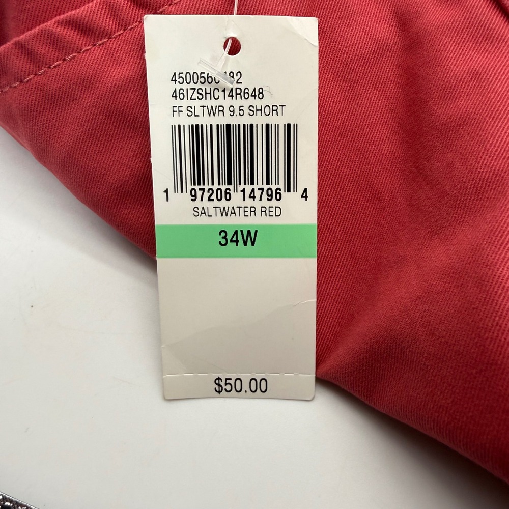 IZOD Chino Shorts Men 34 Red Saltwater Stretch Classic Fit 9.5 Inseam *READ* - Picture 4 of 10